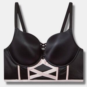 New Torrid XO Black Shine Plunge Push Up Longline Bra